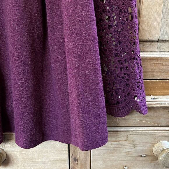 Eri+Ali Medium Shirt‎ Maroon Red Floral 3/4 Sleeve Lace Crewneck Button Anthro - Picture 5 of 10